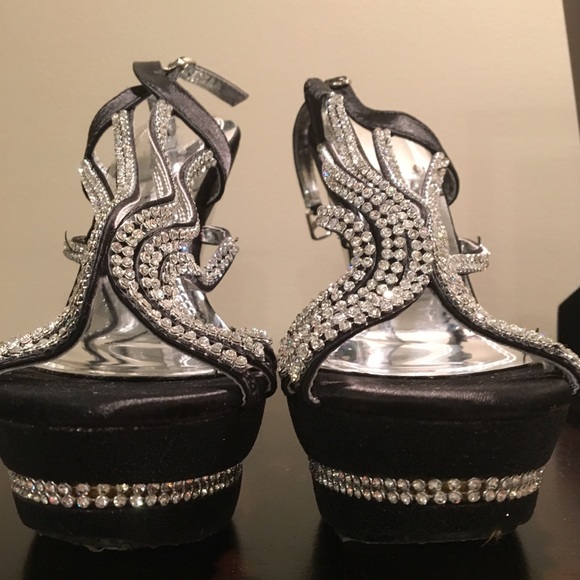 Black and rhinestone stiletto heels - Picture 8 of 8